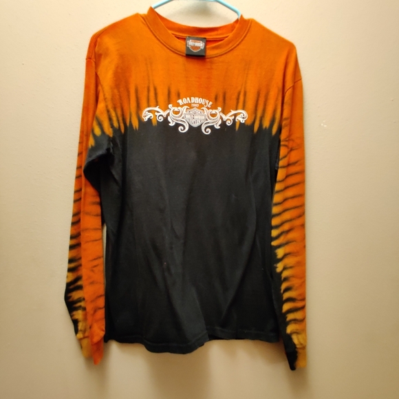 Harley-Davidson Tops - Womens Harley Davidson Orange and Black Long Sleeve Shirt Size M